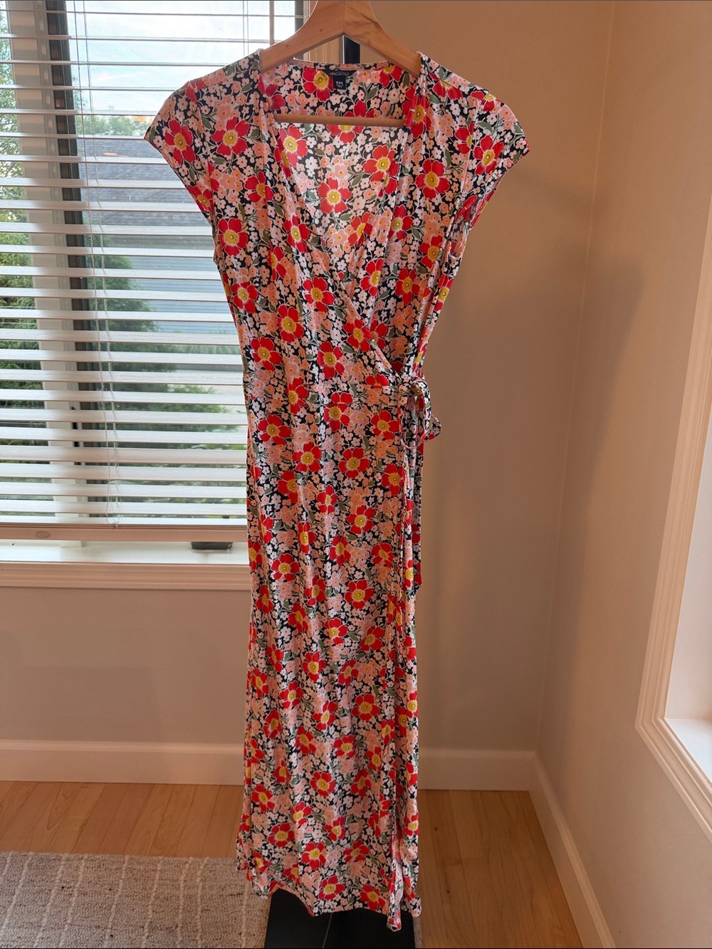 J. Crew Floral Wrap Maxi Dress in Pink and Red